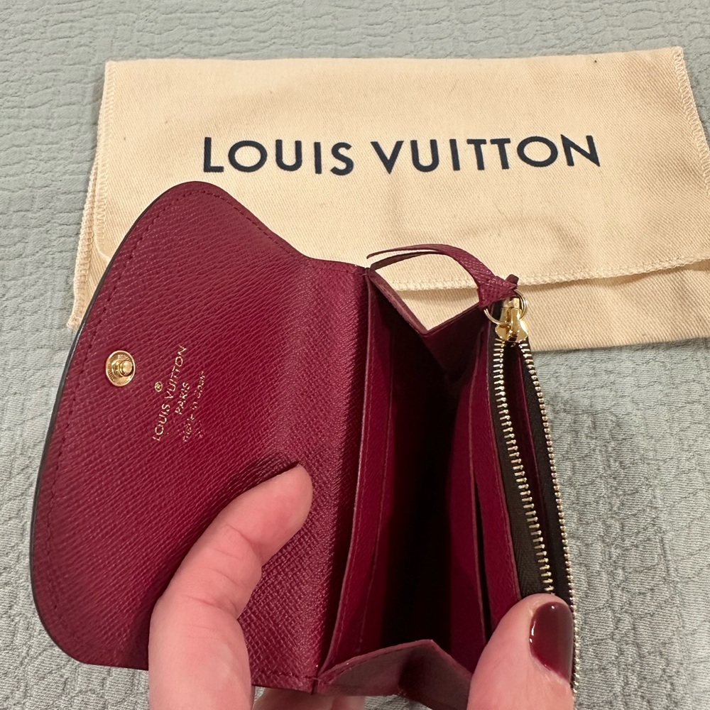 Louis Vuitton Dark Brown Monogram Coin Purse with Red Button - Picture 3 of 11